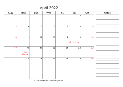 2022 april calendar with canada holidays