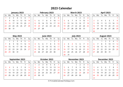 Printable 2023 Calendar with US Holidays