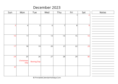 2023 december calendar with canada holidays