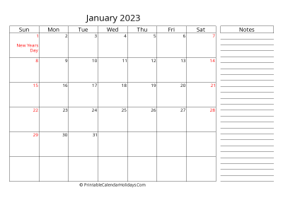 2023 january calendar with canada holidays
