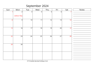 2024 september calendar with canada holidays