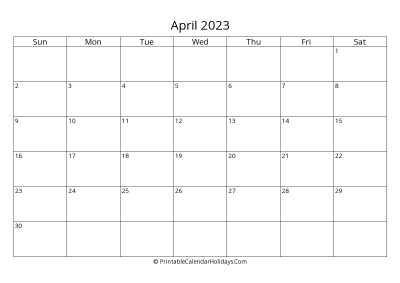 april 2023 simple calendar with us holidays