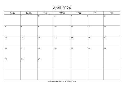 april 2024 simple calendar with us holidays