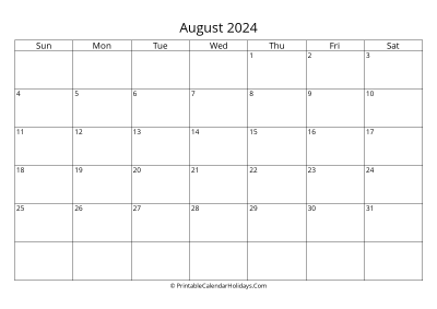 august 2024 simple calendar with us holidays