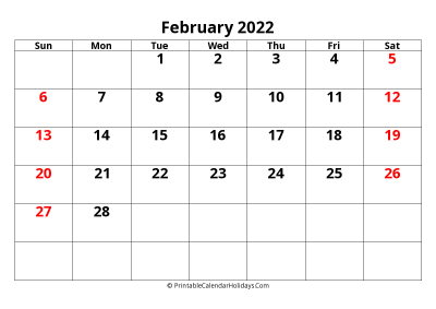 calendar february 2022 with large font include australia holidays