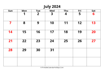 calendar july 2024 with large font include australia holidays