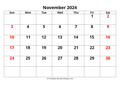 calendar november 2024 with large font include australia holidays