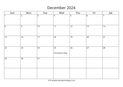 december 2024 simple calendar with us holidays