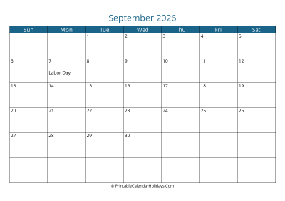 september 2026 calendars