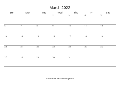 march 2022 simple calendar with us holidays
