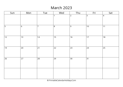 march 2023 simple calendar with us holidays