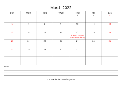 printable march 2022 calendar with uk bank holidays
