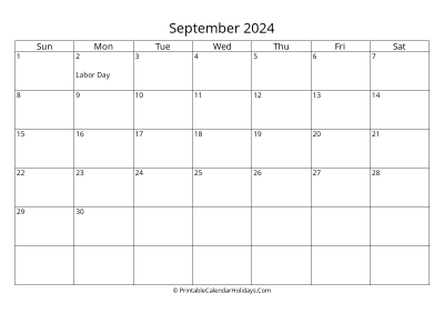 september 2024 simple calendar with us holidays